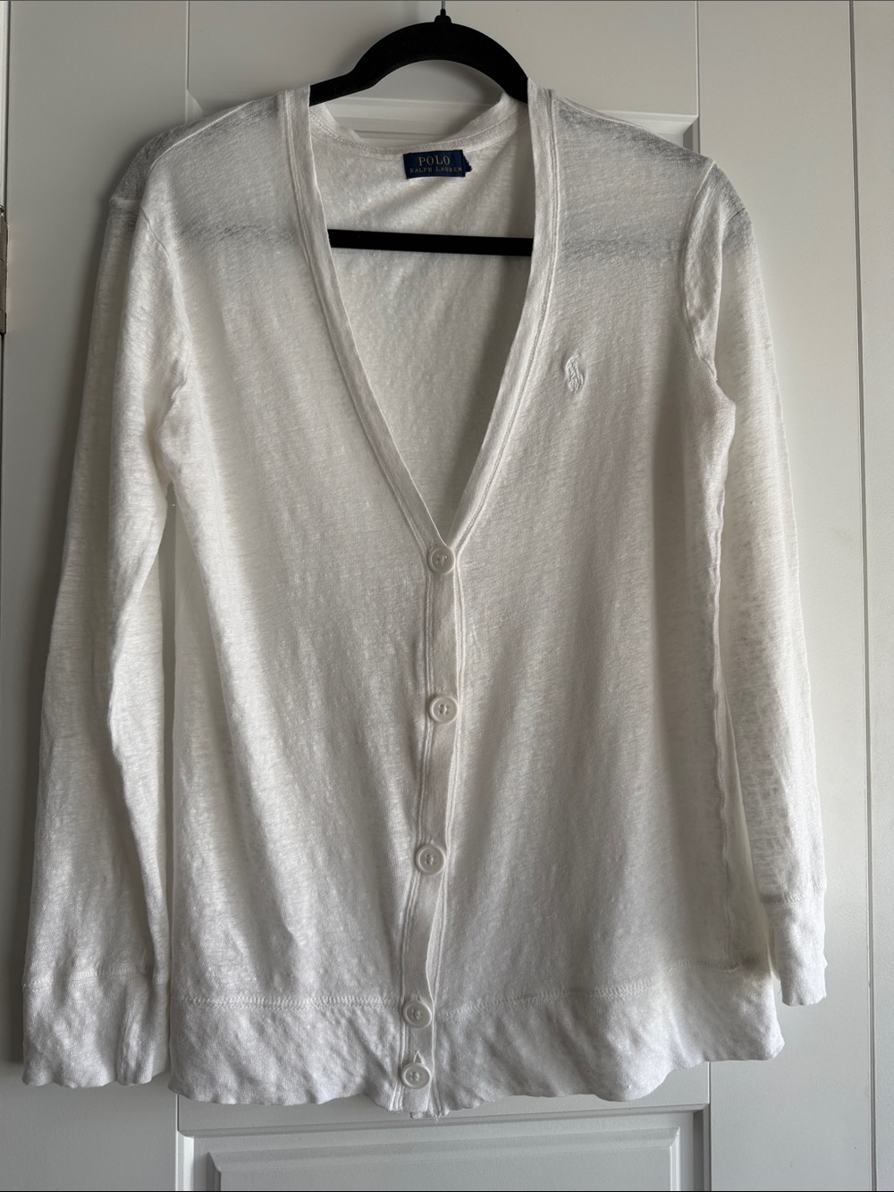 Polo by Ralph Lauren White V-Neck Button Cardigan